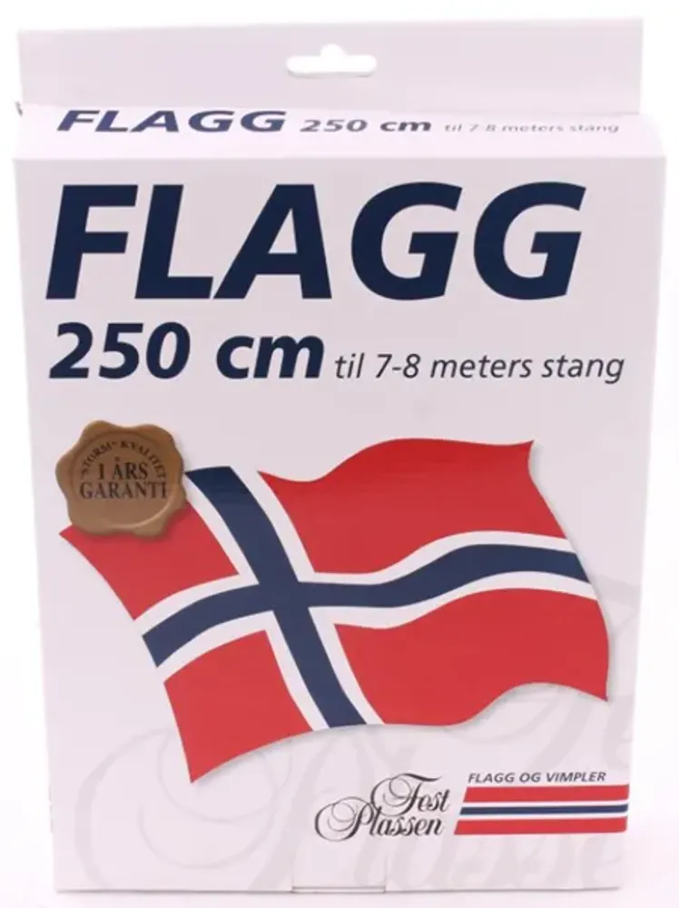 Norsk flagg til flaggstang 7-8 meter - Lengde 250 cm