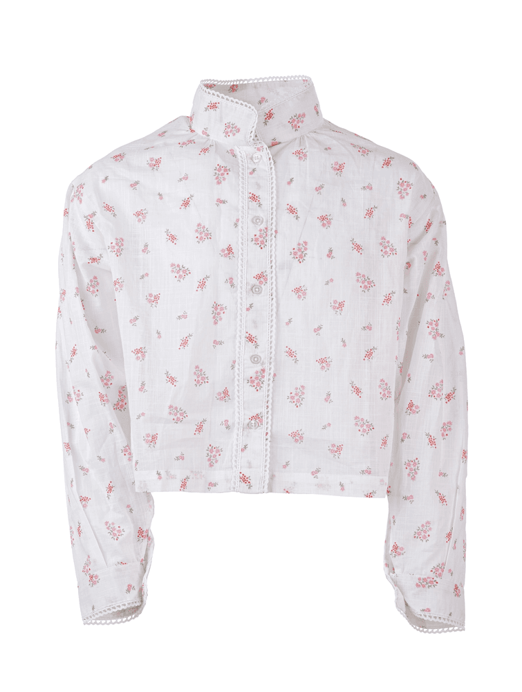 Elly skjorte til festdrakt rosa blomstret