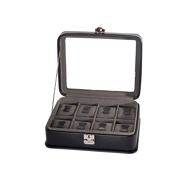 Hovedbilde Klokkeskrin med vindu for 8 klokker i sort / grå