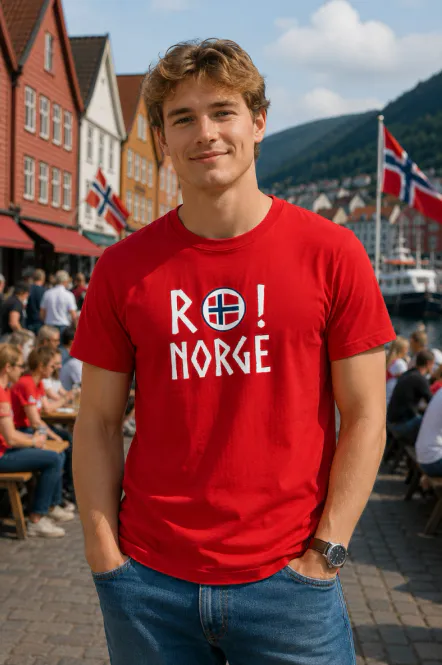 Hovedbilde RO! Norge t-shirt i rød - Perfekt til fotball-VM