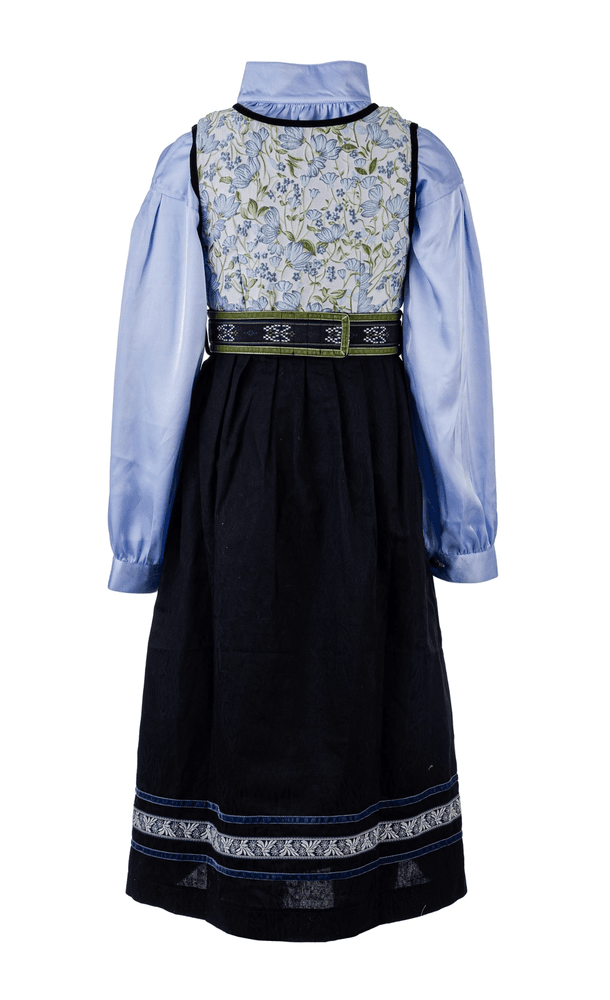 Festdrakt Botanic til jente med blåmønstret vest og blå skjorte