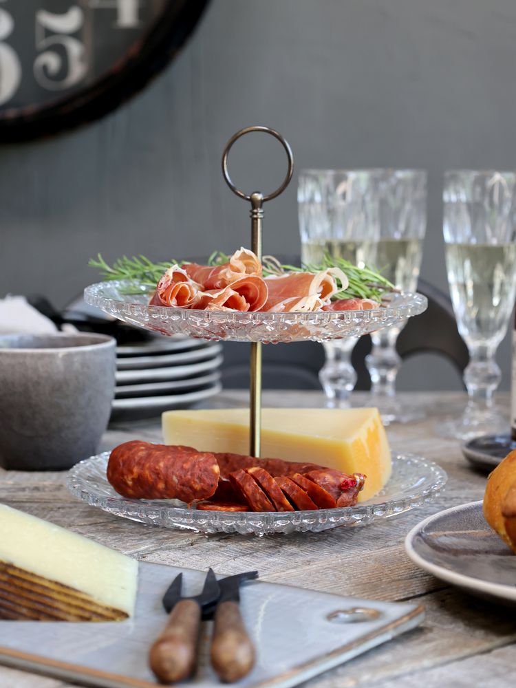 Etasjefat med 2 glassfat fra Chic Antique - 24 cm høyt