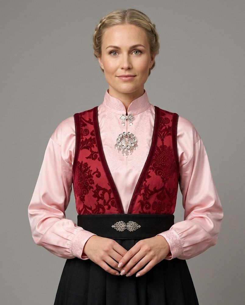 Saga skjorte til bunad / festdrakt i rosa fra Sølje