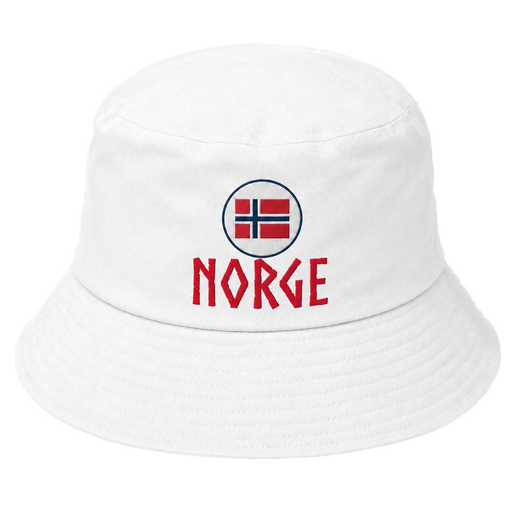 Bøttehatt Norge  i hvit - Unisex 