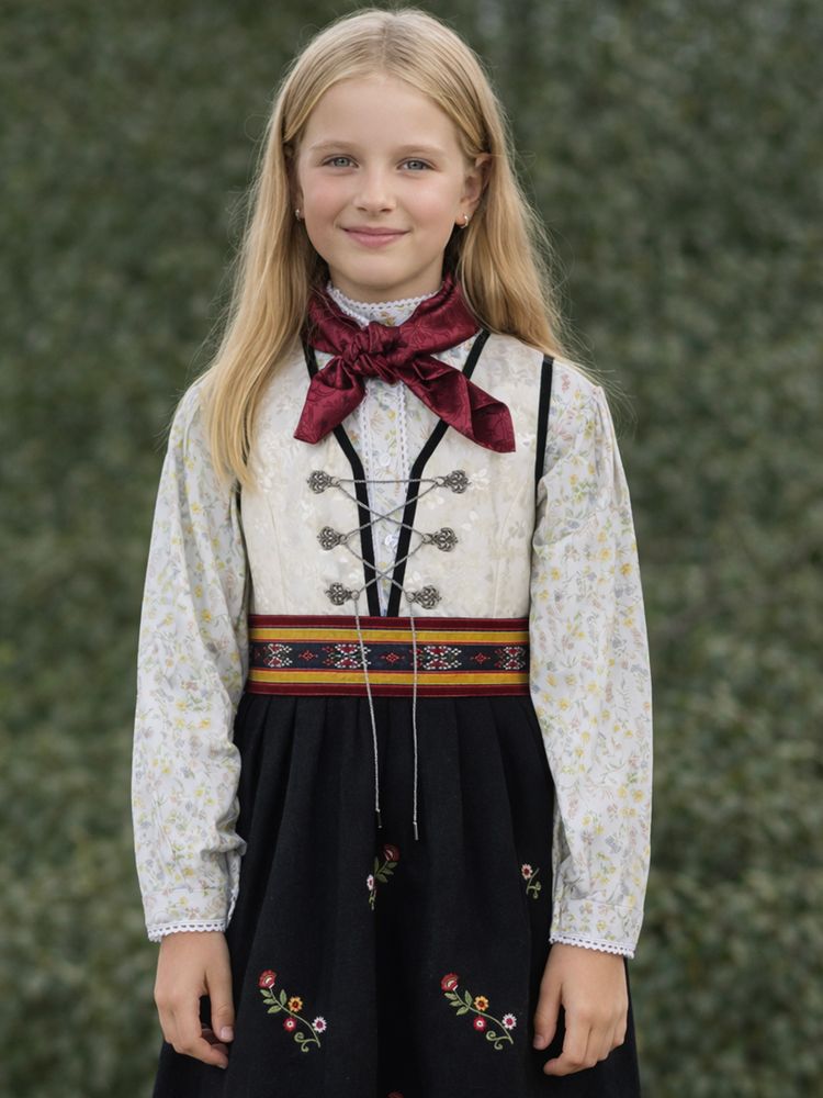 Silja skjorte til festdrakt blomstret